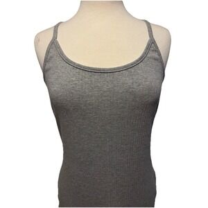 NWT Misguided Dress Gray Rib Strappy Midi Long Spaghetti Straps Size 8 New